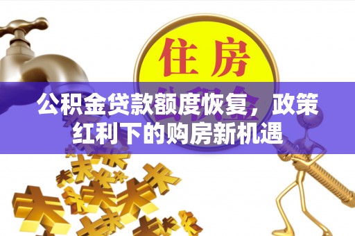 肃宁公积金贷款额度恢复，政策红利下的购房新机遇