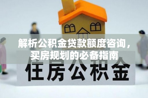 肃宁解析公积金贷款额度咨询，买房规划的必备指南