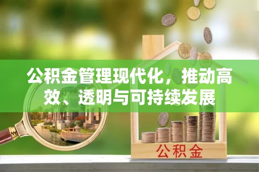 肃宁公积金管理现代化，推动高效、透明与可持续发展