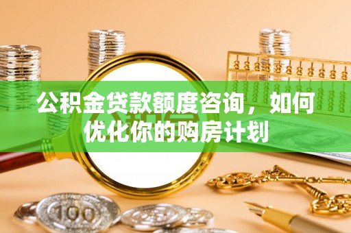 肃宁公积金贷款额度咨询，如何优化你的购房计划