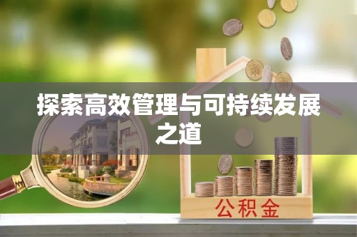 肃宁探索高效管理与可持续发展之道